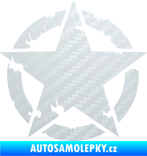 Samolepka Hvězda US Army 003 narušená 3D karbon bílý