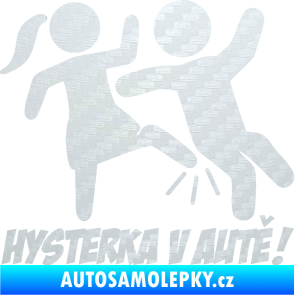 Samolepka Hysterka v autě pravá 3D karbon bílý