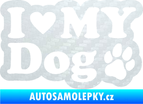 Samolepka I love my dog 002 3D karbon bílý