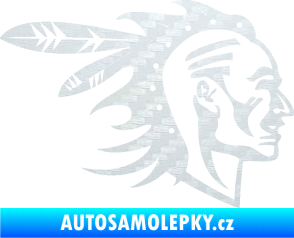 Samolepka Indián 003 pravá 3D karbon bílý