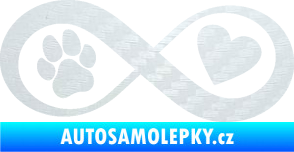 Samolepka Infinity 002 srdce a tlapka pravá 3D karbon bílý