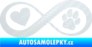 Samolepka Infinity 002 srdce a tlapka levá 3D karbon bílý
