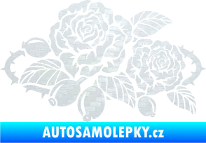Samolepka Interiér 004 levá růže šípková 3D karbon bílý