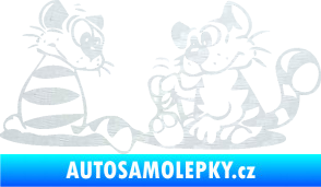 Samolepka Interiér 010 pravá kočičky 3D karbon bílý