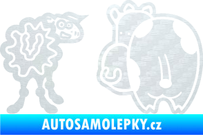Samolepka JDM kravička a ovečka 002 pravá 3D karbon bílý