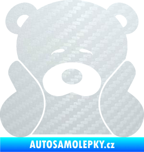 Samolepka JDM medvídek 3D karbon bílý