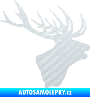 Samolepka Jelen 001 pravá silueta hlavy 3D karbon bílý