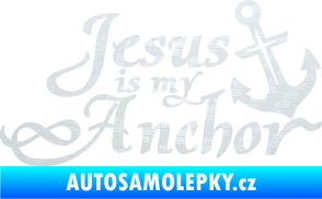 Samolepka Jesus is my anchor 3D karbon bílý