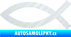 Samolepka Jesus rybička 002 křesťanský symbol 3D karbon bílý