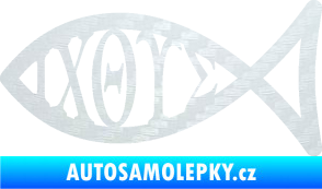 Samolepka Jesus rybička 004 křesťanský symbol znaky 3D karbon bílý