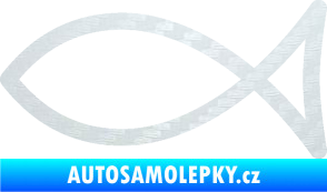 Samolepka Jesus rybička 006 křesťanský symbol 3D karbon bílý