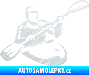 Samolepka Kajakář 004 pravá 3D karbon bílý
