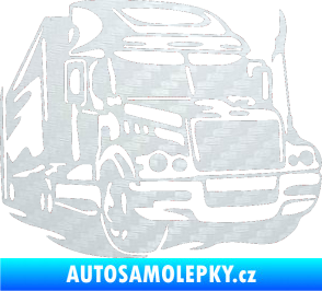 Samolepka Kamion 002 pravá nákladní auto 3D karbon bílý