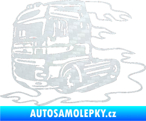 Samolepka Kamion 003 levá nákladní auto 3D karbon bílý