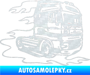 Samolepka Kamion 003 pravá nákladní auto 3D karbon bílý