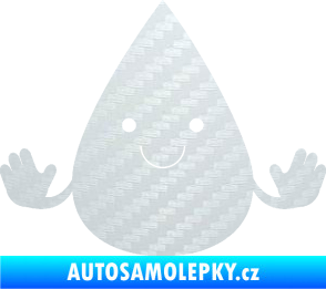Samolepka Kapka 001 veselá 3D karbon bílý