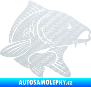 Samolepka Kapr 008 pravá 3D karbon bílý