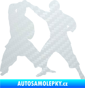 Samolepka Karate 013 pravá souboj 3D karbon bílý