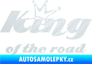 Samolepka King of the road nápis 3D karbon bílý