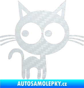 Samolepka Kočička 001 pravá 3D karbon bílý