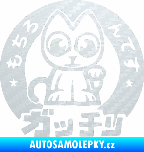 Samolepka Kočička lucky cat JDM 002  3D karbon bílý