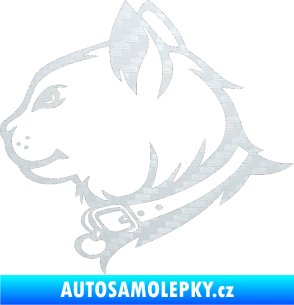 Samolepka Kočka 003 levá 3D karbon bílý