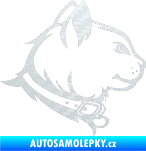 Samolepka Kočka 003 pravá 3D karbon bílý