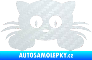 Samolepka Kočka 007 levá 3D karbon bílý