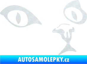 Samolepka Kočka 010 pravá 3D karbon bílý