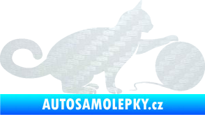 Samolepka Kočka 011 pravá 3D karbon bílý