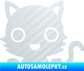 Samolepka Kočka 014 pravá kočka v autě 3D karbon bílý
