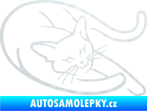 Samolepka Kočka 022 pravá 3D karbon bílý