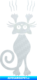 Samolepka Kočka 023 levá s drápanci 3D karbon bílý