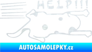 Samolepka Kočka Help samolepka na bok  3D karbon bílý