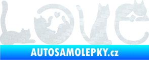 Samolepka Kočky love 3D karbon bílý