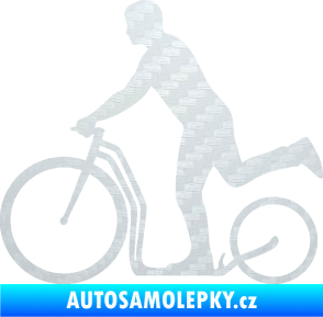 Samolepka Koloběžka 001 levá jízda  3D karbon bílý
