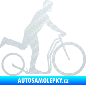 Samolepka Koloběžka 001 pravá jízda  3D karbon bílý