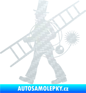 Samolepka Kominík 001 levá 3D karbon bílý