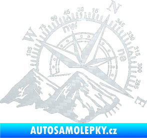 Samolepka Kompas 002 pravá hory 3D karbon bílý