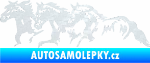 Samolepka Koníci 004 levá stádo 3D karbon bílý