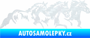 Samolepka Koníci 004 pravá stádo 3D karbon bílý