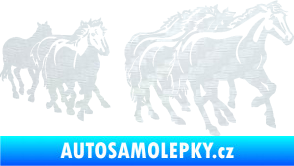 Samolepka Koníci 005 stádo pravá 3D karbon bílý