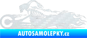 Samolepka Kostra na motorce s plameny levá 3D karbon bílý