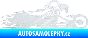 Samolepka Kostra na motorce s plameny pravá 3D karbon bílý