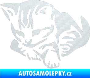 Samolepka Koťátko 003 levá 3D karbon bílý