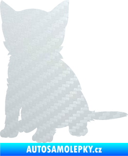 Samolepka Koťátko 005 levá 3D karbon bílý
