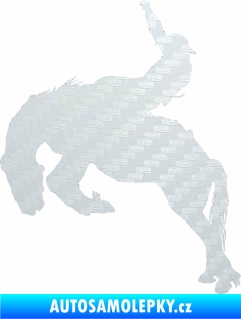 Samolepka Kovboj 001 levá rodeo na koni 3D karbon bílý