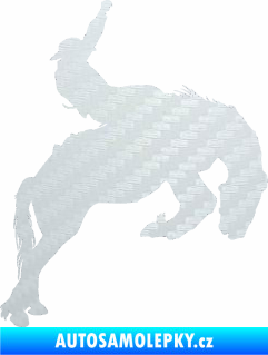 Samolepka Kovboj 001 pravá rodeo na koni 3D karbon bílý