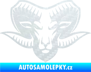 Samolepka Kozel 006 hlava 3D karbon bílý
