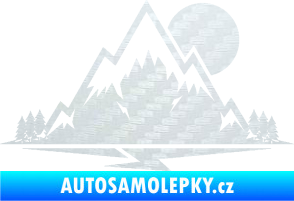 Samolepka Krajina hory 001 pravá 3D karbon bílý